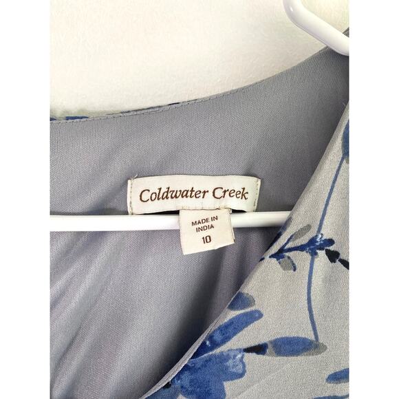 Coldwater Creek Grey and Blue Floral Maxi Dress Size 10 - Picture 3 of 8